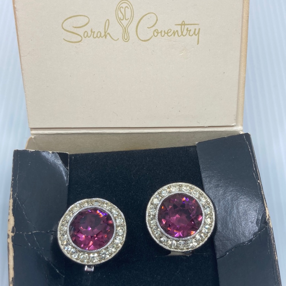Sarah Coventry Royal Velvet Rhinestone with Purple Center stone. Stunning!